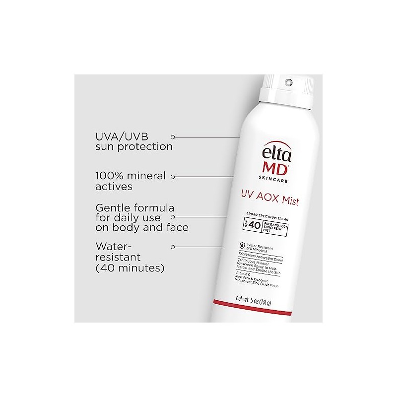 EltaMD UV AOX Mist - Protector solar mineral en aerosol,