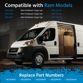 Sliding Door Latch Lock Actuator with Cable for 2019-2025 RAM ProMaster Cargo Van 1500 2500 3500 3.6L Engine, for Right Passenger Side Rear Slide Door Replace Parts No. 68226180AI, 68226180AG