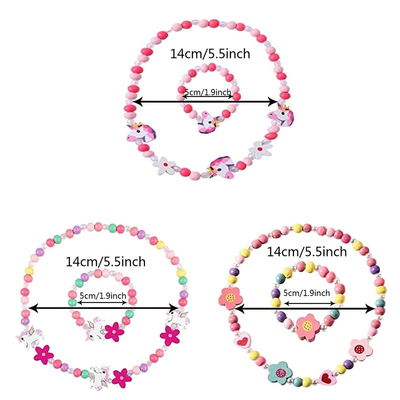 6 Stück Schmuck für kinder mädchen, Ketten kinder, Holz Kinder