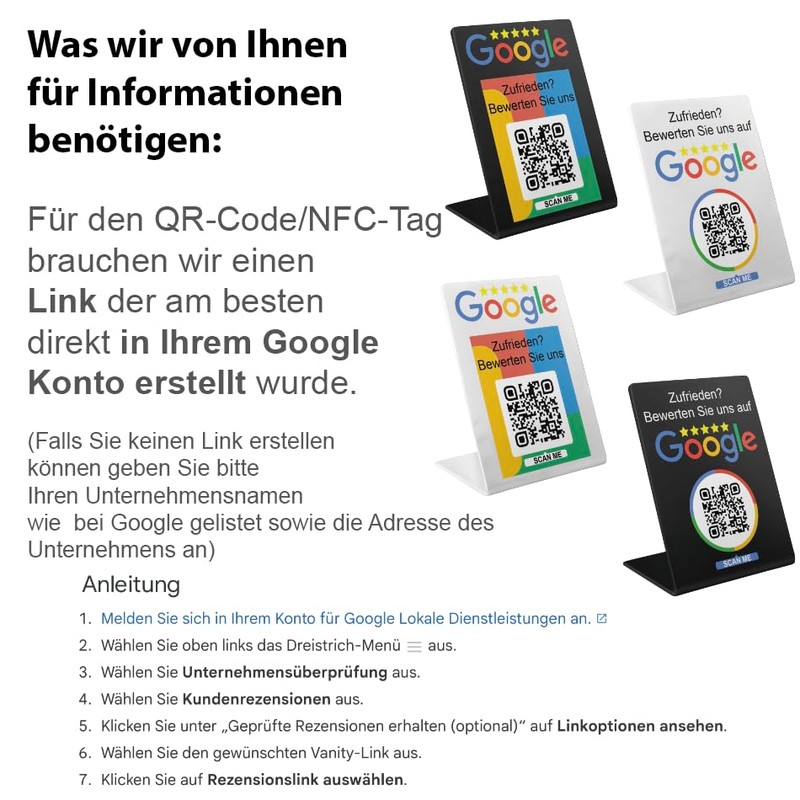 Rating NFC & QR Stand/Display/Sign for Google Restaurant, Shop, Law