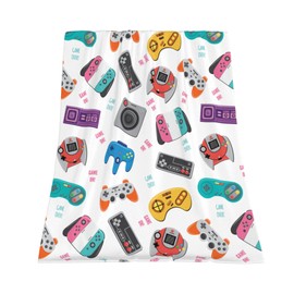 Gamer Blanket 60" x 50" Super Soft Flannel,Gaming Blanket Gifts for The Ultimate Gamer for Kids Teens SonHusbands Men Boyfriends(White)