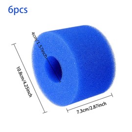 6PCS Swimming Pool Filter Reusable Washable Foam Replacement Cartrigde Hot Tub Filter Cartridge for Type S1(Blue)