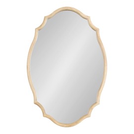 Kate and Laurel Leanna Wooden Scalloped Oval Mirror, 24 x 36, Natural Wood, Traditional Scalloped Mirror for Use as Bathroom Mirror for Over Sink or Entryway Mirror Decor Option