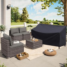 Protective Cover for Garden Bench, Garden Bench Cover, 2-Seater Bench Cover, Waterproof Polyrattan Bench Protective Cover with Ventilation Holes, for Garden Furniture, Balcony, Patio, 134 x 69 x 89 cm