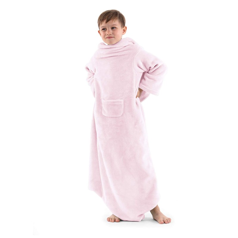 DecoKing Lazy TV Blanket, Microfibre Fleece Blanket with Sleeves, Pockets