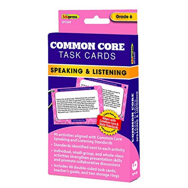 Edupress Common Core Speaking and Listening Task Cards, Grade 6 (EP3369)