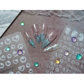 Bubbles Nail Sticker Ultra Thin 3D Globule Bubble Nail Art Stickers Self Adhesive Decals Manicure Pedicure Supply (2 Sheets)