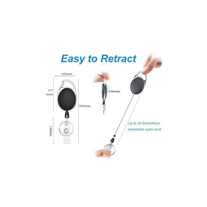 YAKESD 50 Packs Heave Duty Badge Reels Retractable with Carabiner