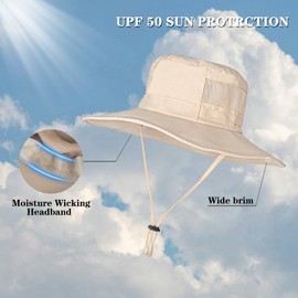 Sun Hat for Men/Women, UPF 50+ Fishing Hat,Waterproof Wide Brim Bucket Hat Foldable Boonie Hat for Hiking Garden Safari Beach Purple