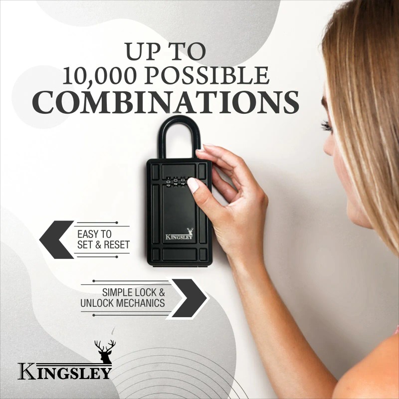 Kingsley Key Lock Box Large Capacity Key Storage Box Resettable