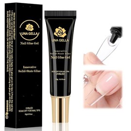 UNA GELLA - Gel adhesivo sólido para uñas 15ml. Requiere lámpara de curado. Lámpara UV/LED requerida. Súper fuerte. Adecuado para puntas de uñas posti