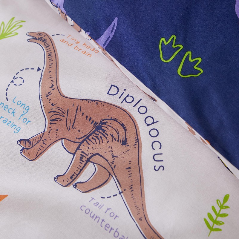 Catherine Lansfield Prehistoric Dinosaurs Reversible Single Duvet Cover Set with