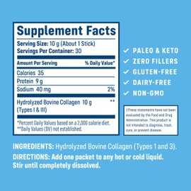 NativePath Collagen Peptides Protein Stick Packs - Hydrolyzed Type 1 & 3 Collagen Powder for Skin, Hair, Nails - 30 Servings