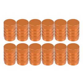 X AUTOHAUX Universal Tire Valve Stem Caps, 17mm, Aluminum Alloy, Orange, 12pcs
