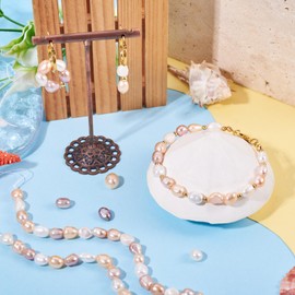 Cheriswelry Pearl Beads for Bracelets 6.5-13mm Natural Cultured Freshwater Pearl Beads Seashell Spacer Bead for Bohemia Necklace Earrings Jewelry Making Hole 0.5mm(2 Strands, About 20-21Pcs/Strand)