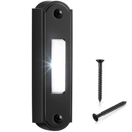 Metal Lighted Doorbell Button, Heavy Duty Metal Wired Door Bell Push Button LED Wall Mounted Doorbell Switch for Universal Garage Door Opener Switch, White Light, Property In Copyright(Black)