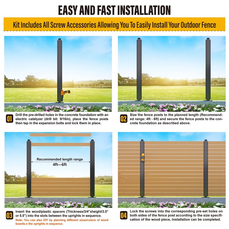 Wowace 5ft (H/58in) Heavy Duty Fence Post - Serial Post