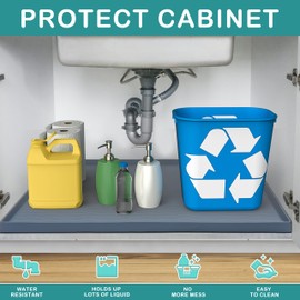 URMONA Under Sink Mat, 28'' x 22'' Under Sink Mat for Kitchen Waterproof, Silicone Under Sink Liner Drip Tray, Sink Cabinet Protector Mats for Kitchen Bathroom, Black