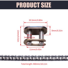 T8F Drive Chain 116 Link with Chain Breaker for 43cc 47cc 49cc 2-Stroke Pocket Rocket Bike Mini Chopper 50cc SSR SX50 Syx Moto Holeshot MotoTec Xtreme Xpro Kids Pit Dirt Bike ATV Quad Parts