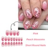 Gradient Press on Nails Oval Short Fake Nails Glossy Acrylic