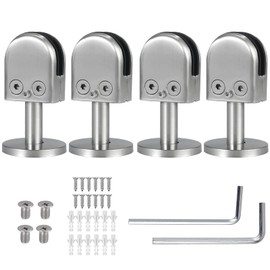 Proster Glass Balustrade Clamps 4PCS 10mm Glass 40mm Rod Stainless Steel 304 Glass Clip Glass Clamp Bracket Adjustable Glass Clip for Staircase Handrail Balustrade Fence