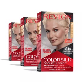 Revlon ColorSilk Beautiful Color Ultra Light Ash Blonde Hair Dye Pack of 3