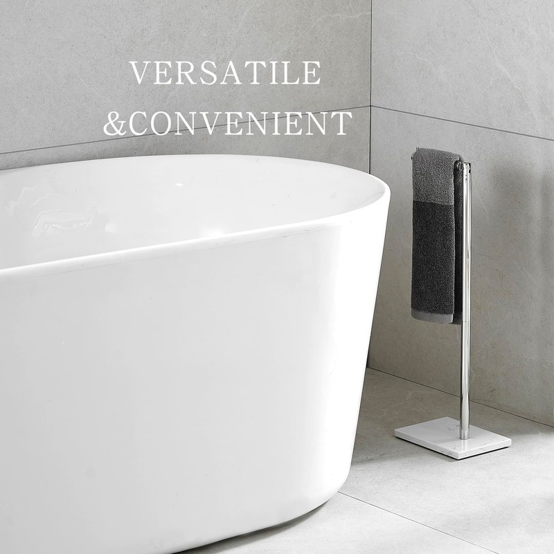 JOMANDAN 304 Stainless Steel Freestanding Toilet Paper Holder with Marble