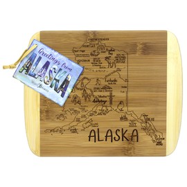 Totally Bamboo A Slice of Life Alaska State Serving and Cutting Board, 11" x 8.75"