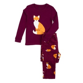 Leveret Kids Boys Girls Cotton Top & Fleece Pants Pajamas Fox 8 Years