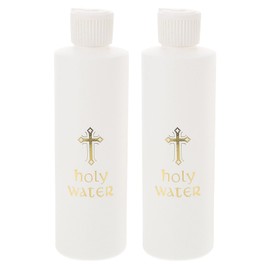 Zerodeko 2pcs Plastic Holy Water Bottles Church Holy Water Bottles Catholic Christian Holy Water Bottle Gold Cross Holds Container for Baptism Exorcism 250ml