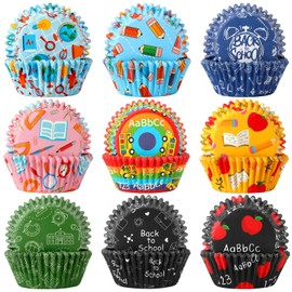 SANNIX 450-Count Welcome Back To School Cupcake Liners Baking Cups Cupcake Wrappers Paper Wraps Muffin Liners for First Day of School Gifts Prize School Candy Cupcake Decorations Supplies (9 Designs)