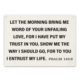 Christian Canvas Banner, Let the Morning Bring Me Word of Your Unfailing Love Poster, Religious Hanging Wall Decor, Home Bedroom Decors, Bible Verse Scripture Decor, Large Canvas Banner Flag
