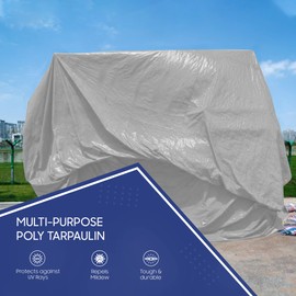 Tarps Now 16x30 Feet Poly Tarp |12 MIL Heavy Duty Waterproof Cover |Rip and Tear Proof Plastic Tarp with Rustproof Aluminum Grommets & Reinforced Edges |Ideal for Roof Repairs, Landscaping-Silver