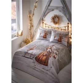 Twilight Santa Christmas Duvet Cover and Pillowcase Set, Beige, Single
