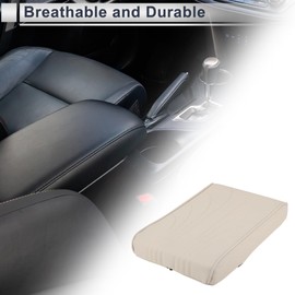 A ABSOPRO Universal Center Console Cover Car Armrest Cover Middle Console Cover Lid for Most Vehicle SUV Car Sedan 12.2"x7.87"x1.97" Beige Nappa Leather, Sponge Wings Pattern