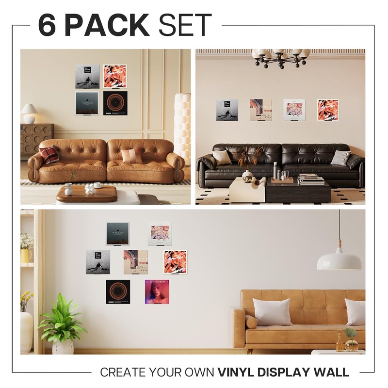 Yeria 6 Pack Vinyl Wall Mount Shelf, Record Wall Mount,