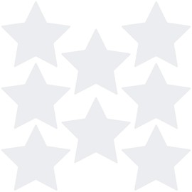 LiteMark Removable Matte Finish White 6.5 Inch Star Decal Stickers for Floors, Ceilings, Walls, Laptops, and Smooth Surfaces, (Pack of 8 Stars)