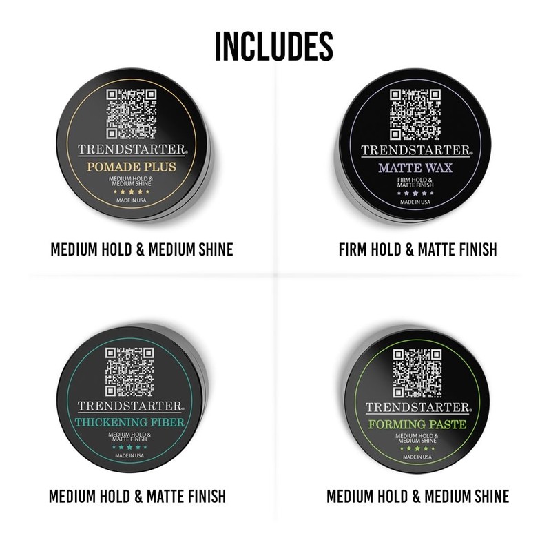 TRENDSTARTER - Men's Premium Hair Styling Sample Pack - Matte