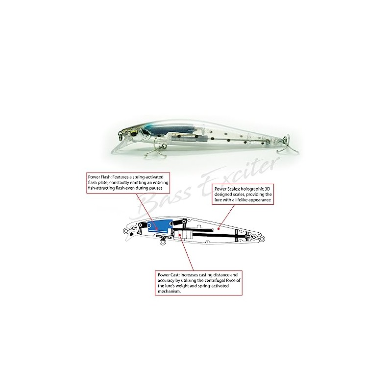Power Cast Bass Exciter Crankbait, Suspended Model, 25g, 12.5cm Bait,