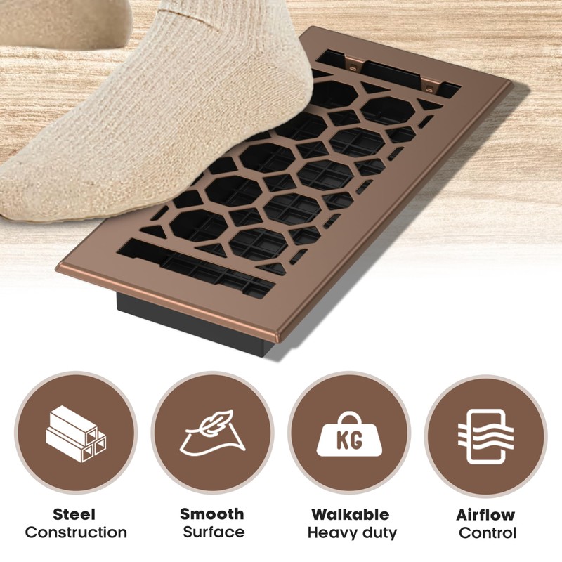 Floor Register 4x10 Vent Cover – Heavy-Duty Steel, Rustproof &