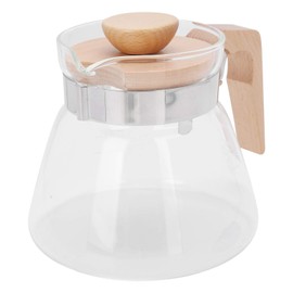 Fdit Standard Glass Coffee Carafe Coffee Server Pour Over Clear Coffee Maker 600ml Glass Coffee Server Pot with Wooden Handle Lid for Home Office