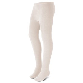 Zubii Girls Ribbed Cotton Tights, Soft and Comfortable, White (US, Numeric, 10, Regular, Regular, Linen)