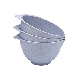 WePrep Mixing Bowl with spout and Handle | Set of 3 | Beautifull Stone Effect | Compact, Stackable & Ergonomically Designed | Proudly Made in The UK
