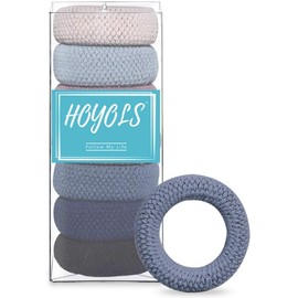HOYOLS - Lazos grandes y gruesos, de algodón elástico, soporte para cola de caballo, sin costuras, accesorios para mujeres y hombres, lazos para el cabello, diadema sin arrugas (juego de 7 piezas) color mixto