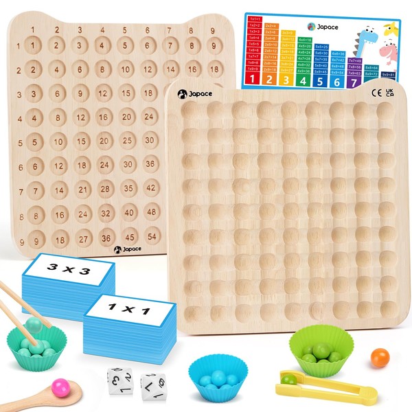 Mystooy Montessori Toy Multiplication Board Wooden Puzzle, 1 x 1