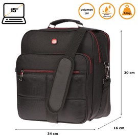 Christian Wippermann Flight Companion Bag Shoulder Bag Work Bag Men's Bag with TÜV Tested RFID Protection Black