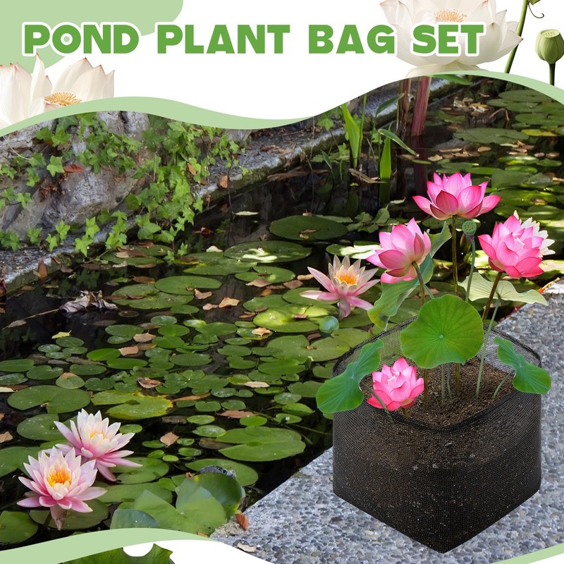 Beeveer 8 Pcs Pond Plant Baskets, Square Reusable Aquatic Planting