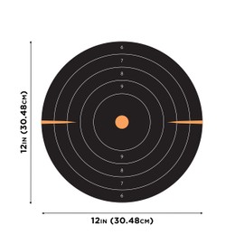 Allen Company EZ Aim® Adhesive Splash Reactive Paper Shooting Targets, Bullseye, 12" W x 12" H, 100-Pack, Black/Orange