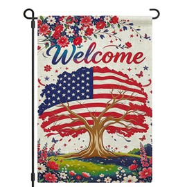 4th of July Garden Flags America Patriotic Welcome Home Red White and Blue Decorations Spring Garden Yard Flag 12x18 Double Sided for Outside Memorial Day Fourth of July Decorations Front Porch Decor