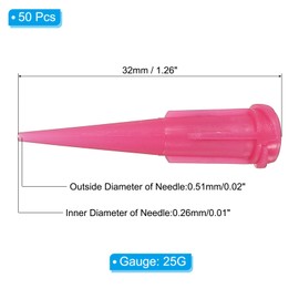 PATIKIL Blunt Tip Tapered Dispensing Needle 20G, 50 Pcs Plastic Tapered Pinhead Blunt End Liquid Dispenser Fill Needle for Refilling Liquid Inks Adhesives Glue, Pink